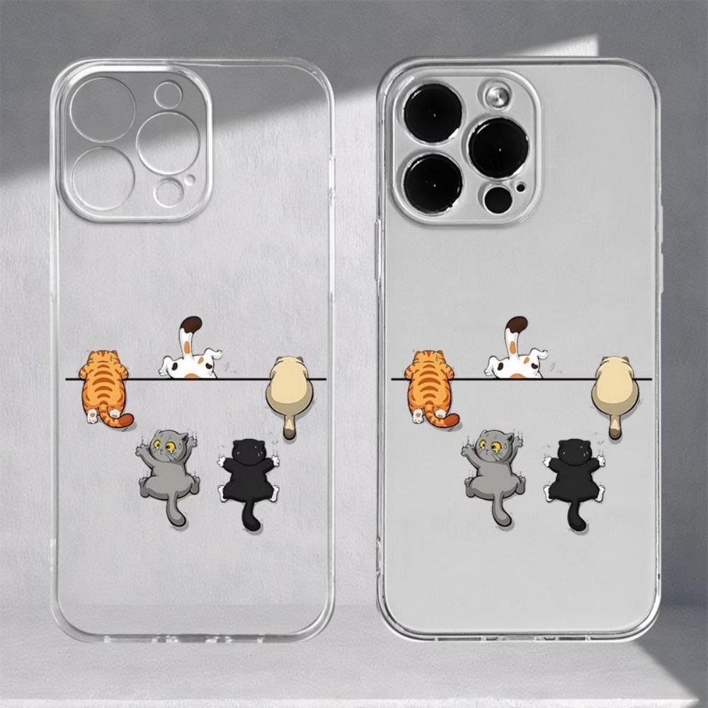 Phone Case Clear - غطاء هاتف بنمط خمسة قطط لطيفة