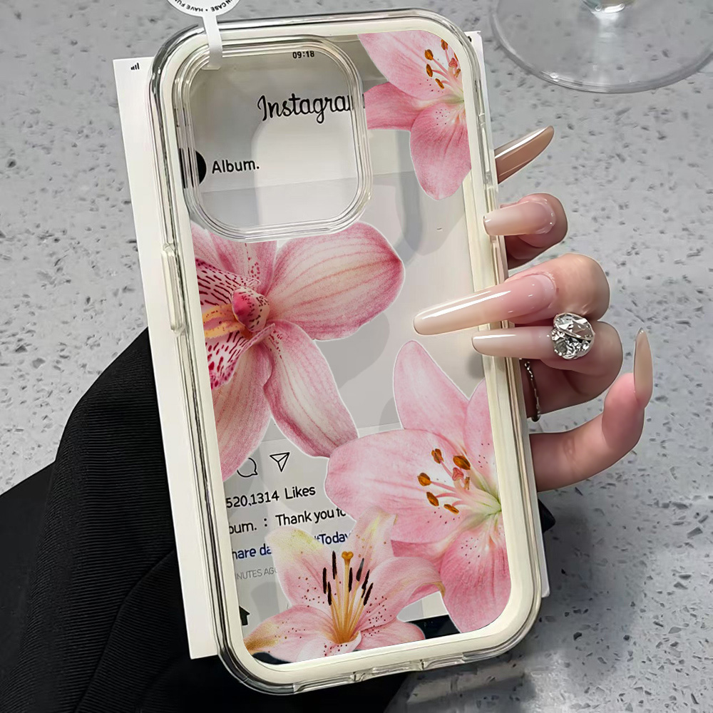 Phone Case Clear - غطاء هاتف شفاف بتصميم زهرة الزنبق