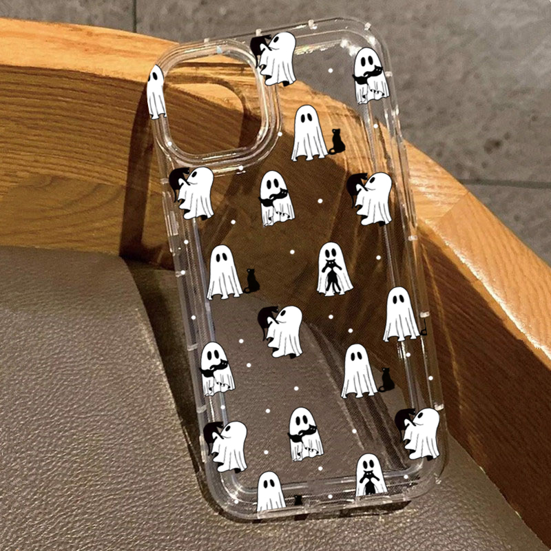 Phone Case Clear - الغربية هالوين كاوبوي شبح والزهور طباعة