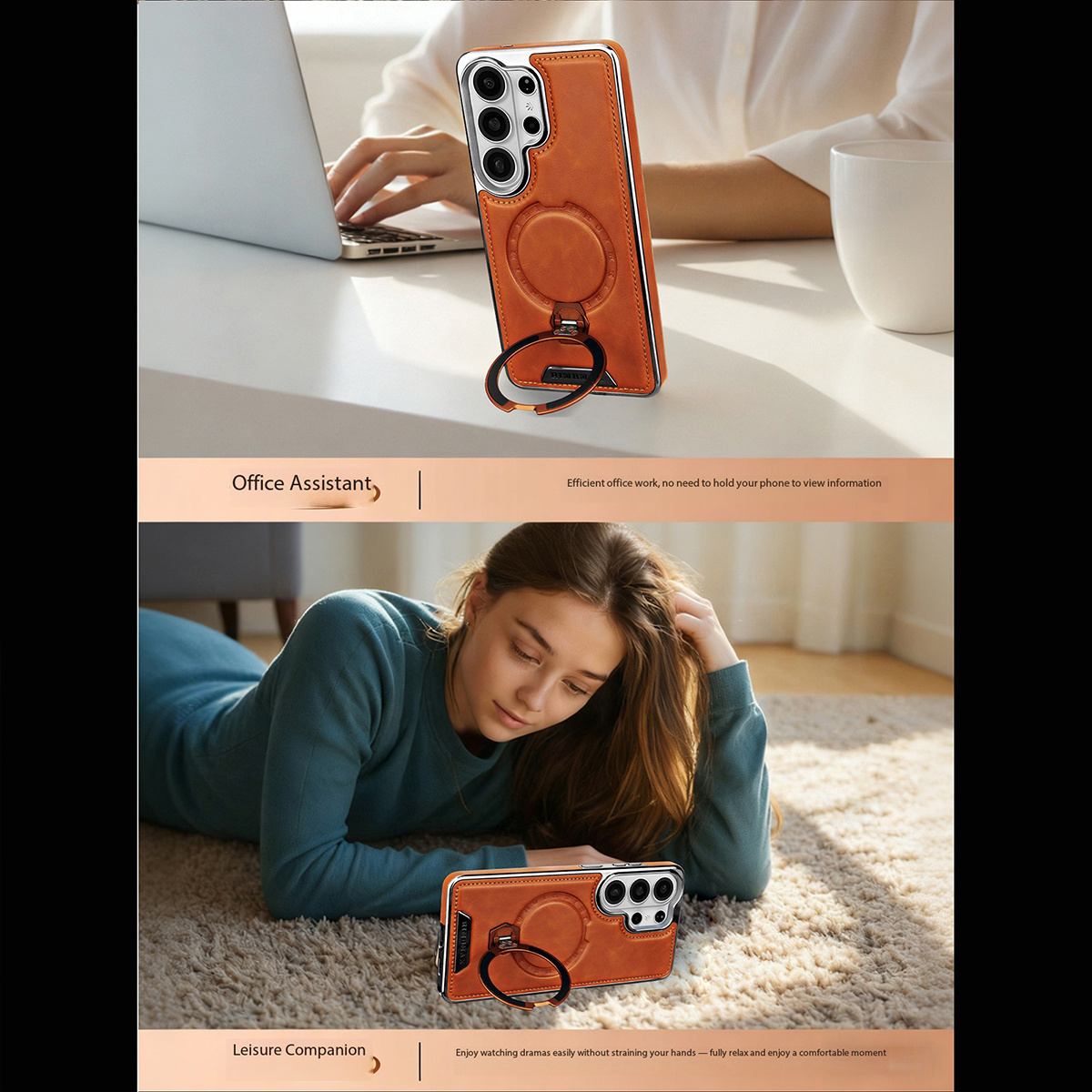 غطاء هاتف من الجلد الصناعي لسا - مراجعة Phone Kickstand Ring وسعره