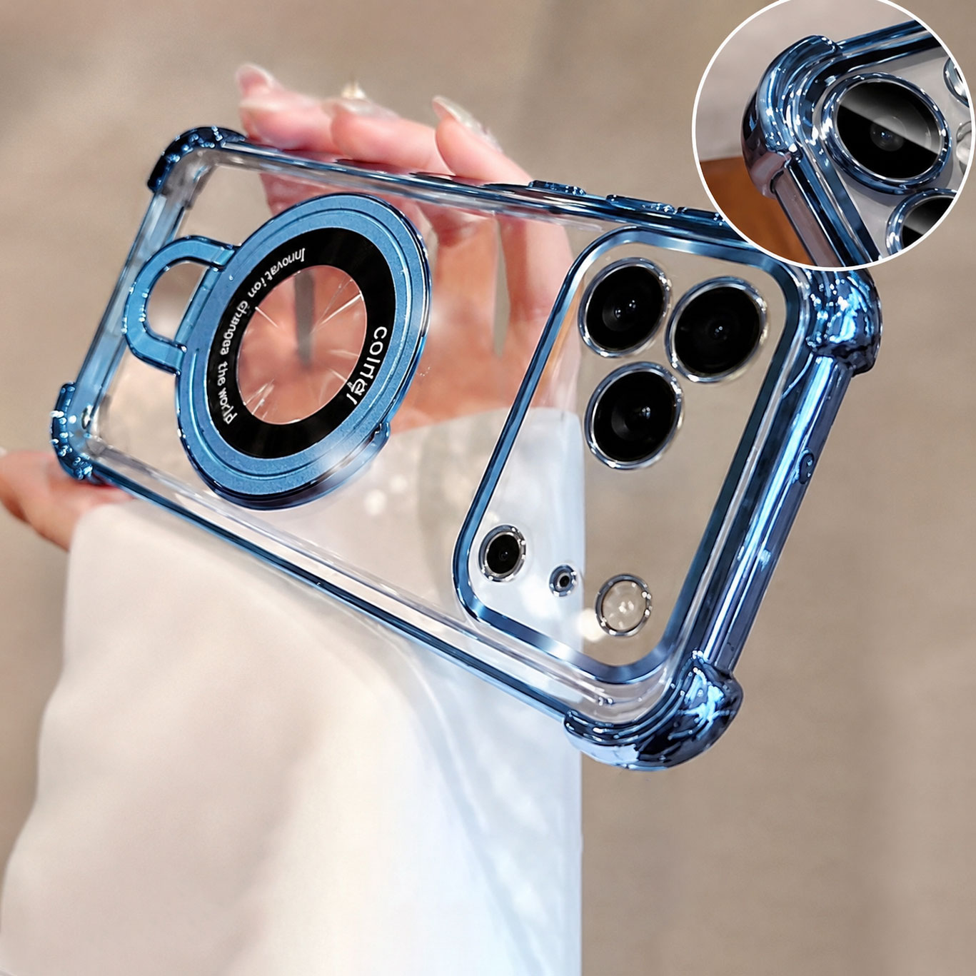 غطاء هاتف فاخر شفاف مطلي لآيفو - مراجعة Phone Kickstand Ring وسعره