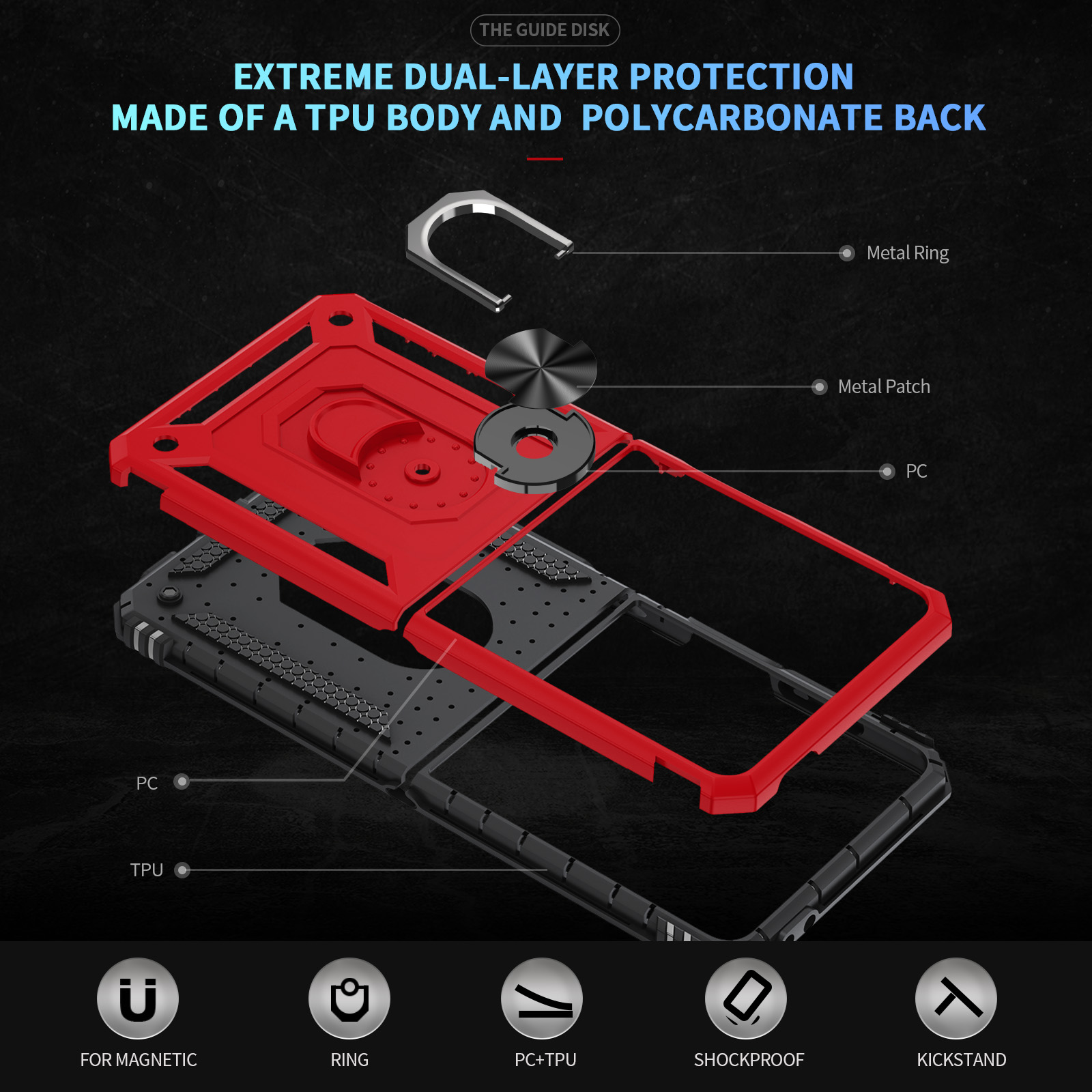 حافظة هاتف عسكرية مضادة للصدما - مراجعة Phone Kickstand Ring وسعره