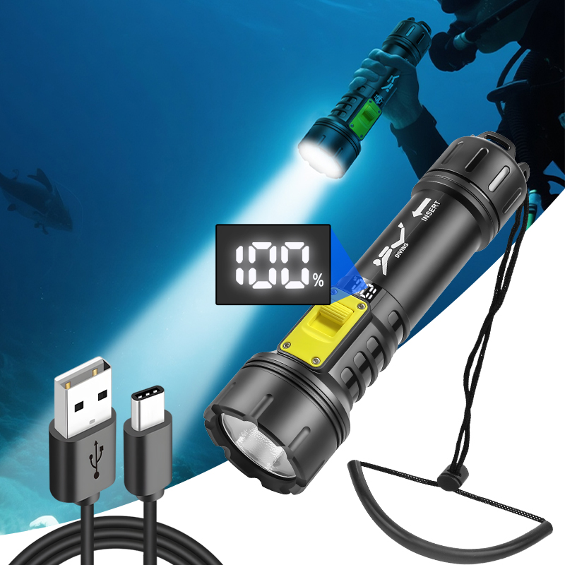 جديد XHP70 الغوص مصباح يدوي IP - مراجعة Led Flash Case وسعره