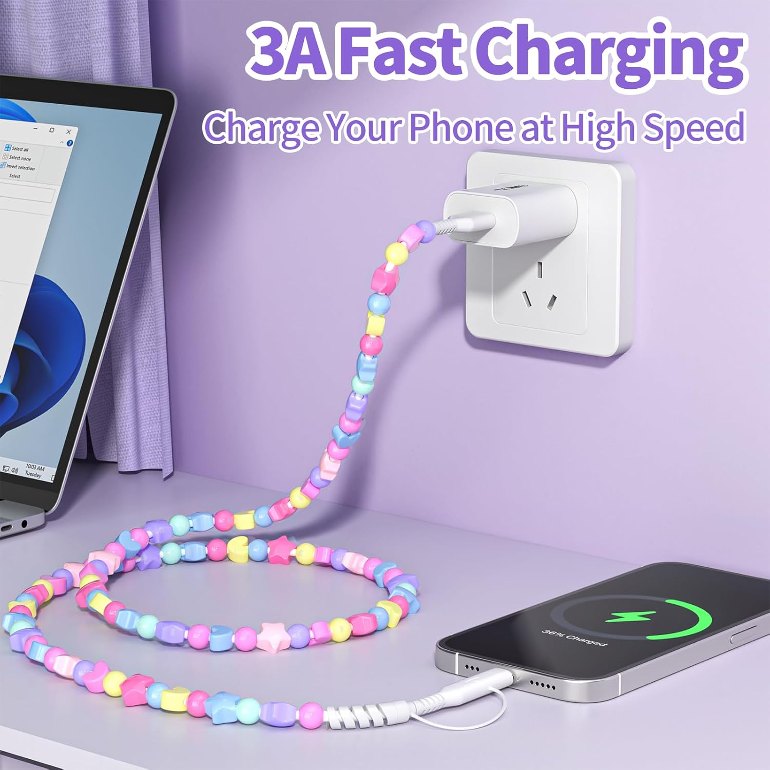 سلك شحن الخرزة، كابل شحن USB A - مراجعة Fast Charging Cable وسعره