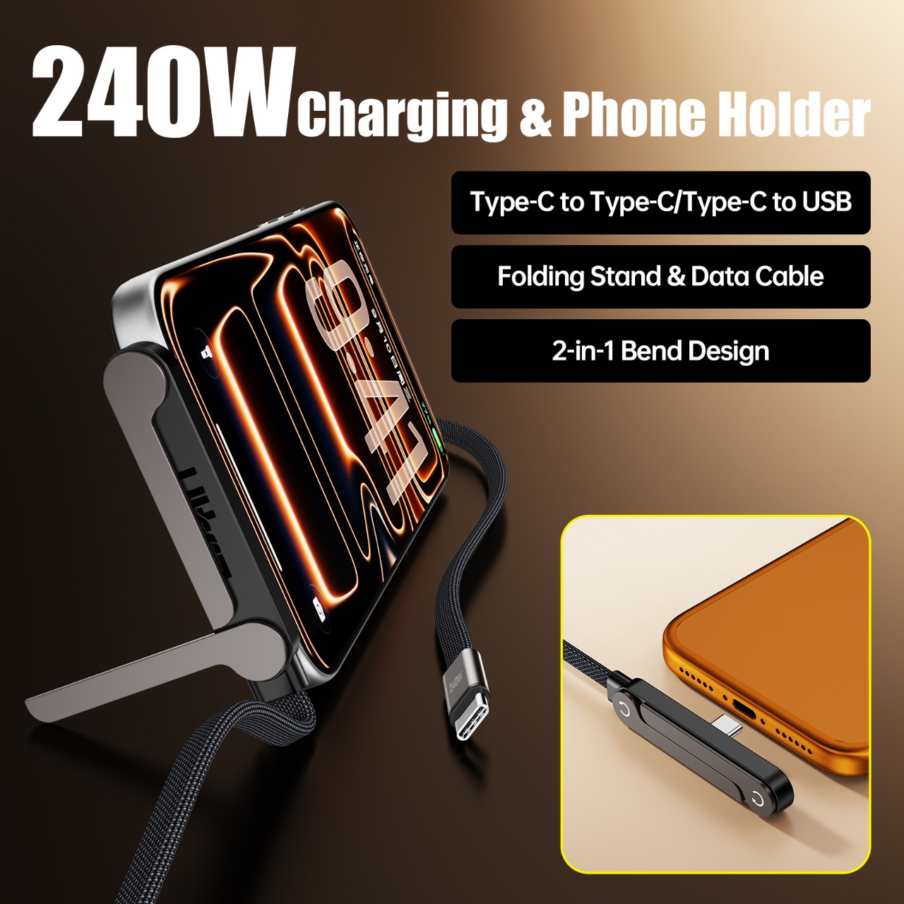 كابل شحن سريع 240 واط PD من نو - مراجعة Fast Charging Cable وسعره